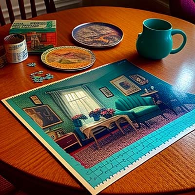 The components of your content framework are like a jigsaw puzzle. a jigsaw puzzle on a table in a 1950s living room
