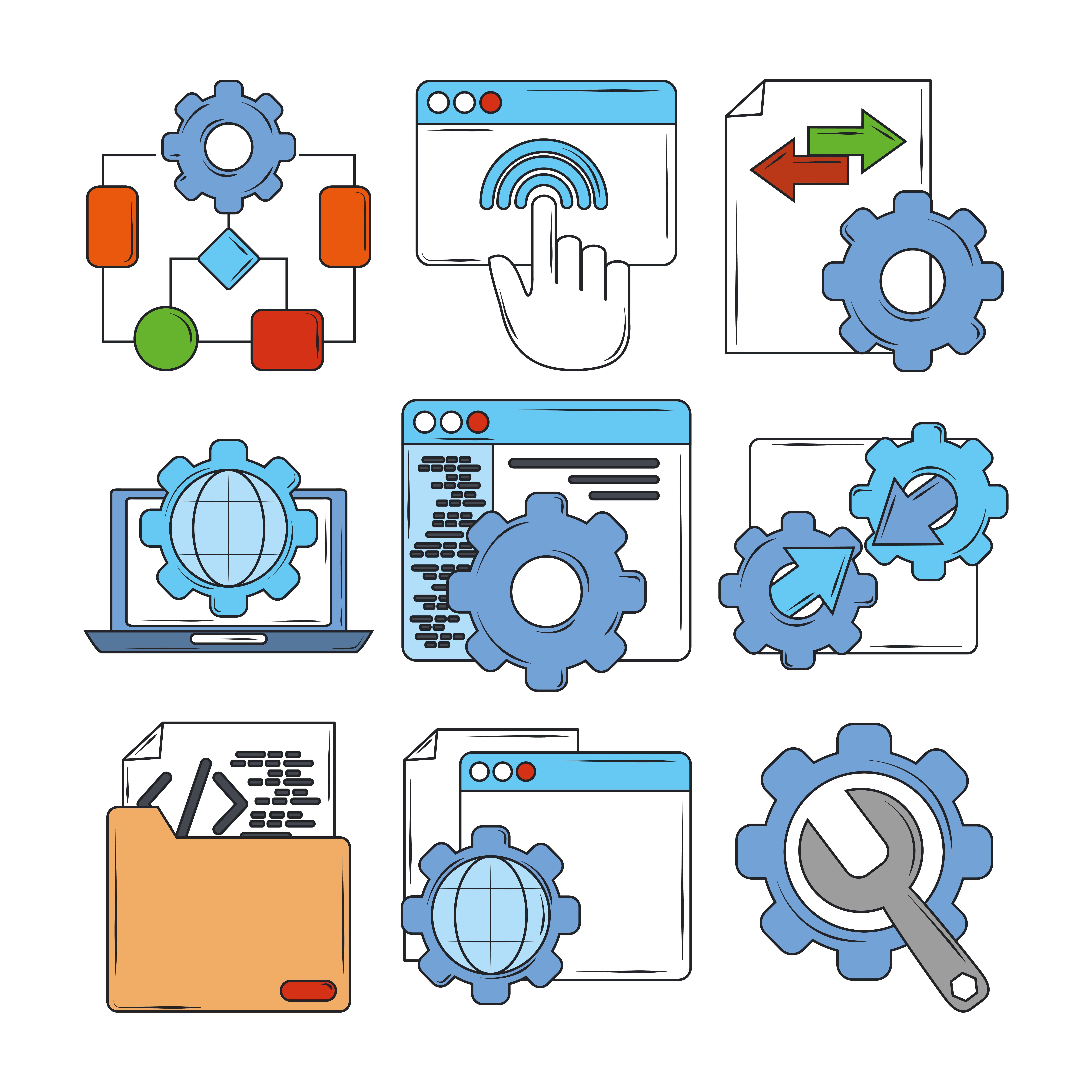 Tuning Up Your Online Presence: The Tools and Tactics of SEO Mastery An icon set featuring gears and a computer for getting started with local SEO.