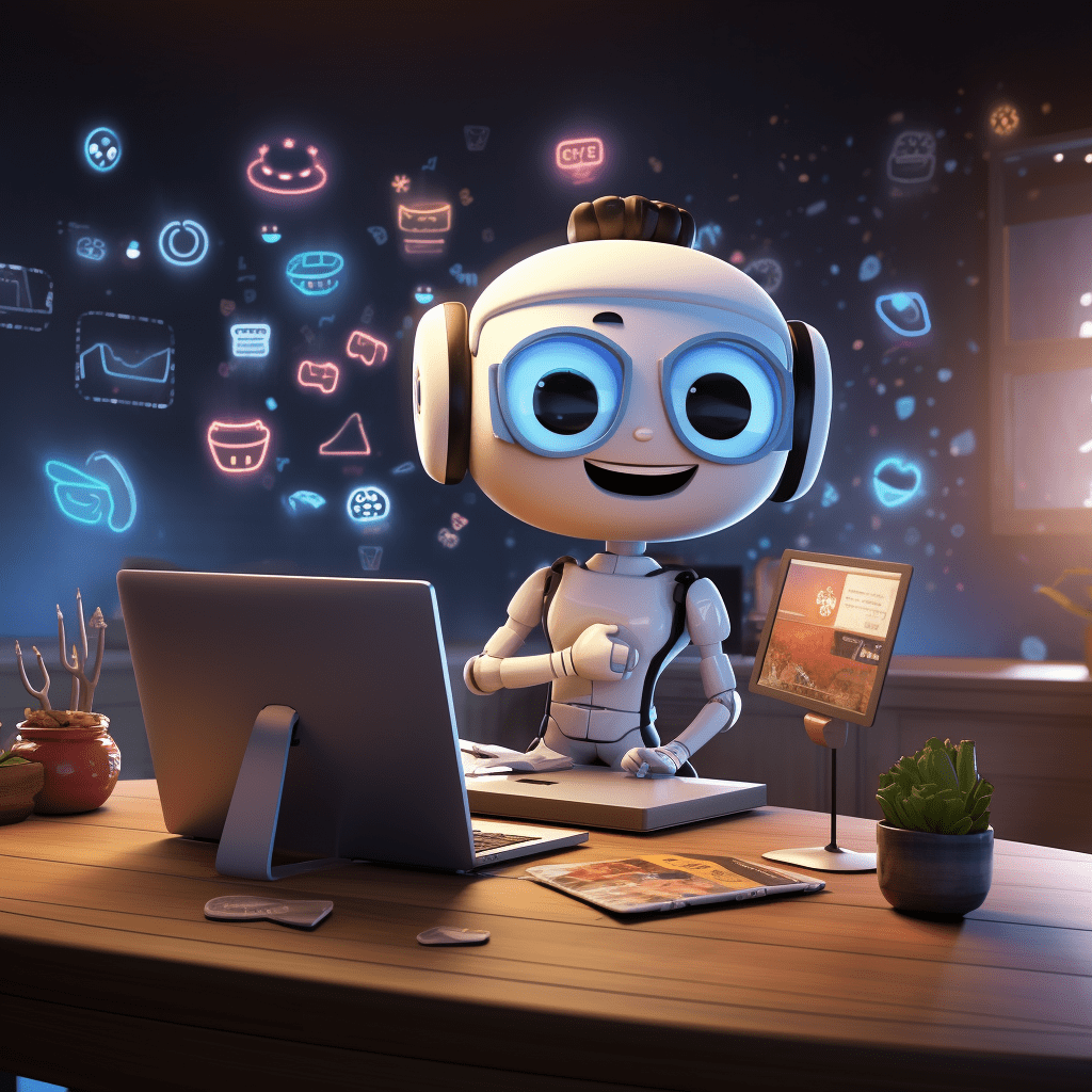 Customer service desk with a 3D AI bot.