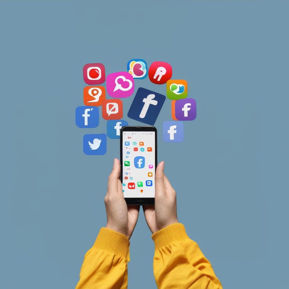 A person holding up a phone showcasing social icons, offering an introduction to local digital marketing for small businesses. A person holding up a phone showcasing social icons, offering an introduction to local digital marketing for small businesses.