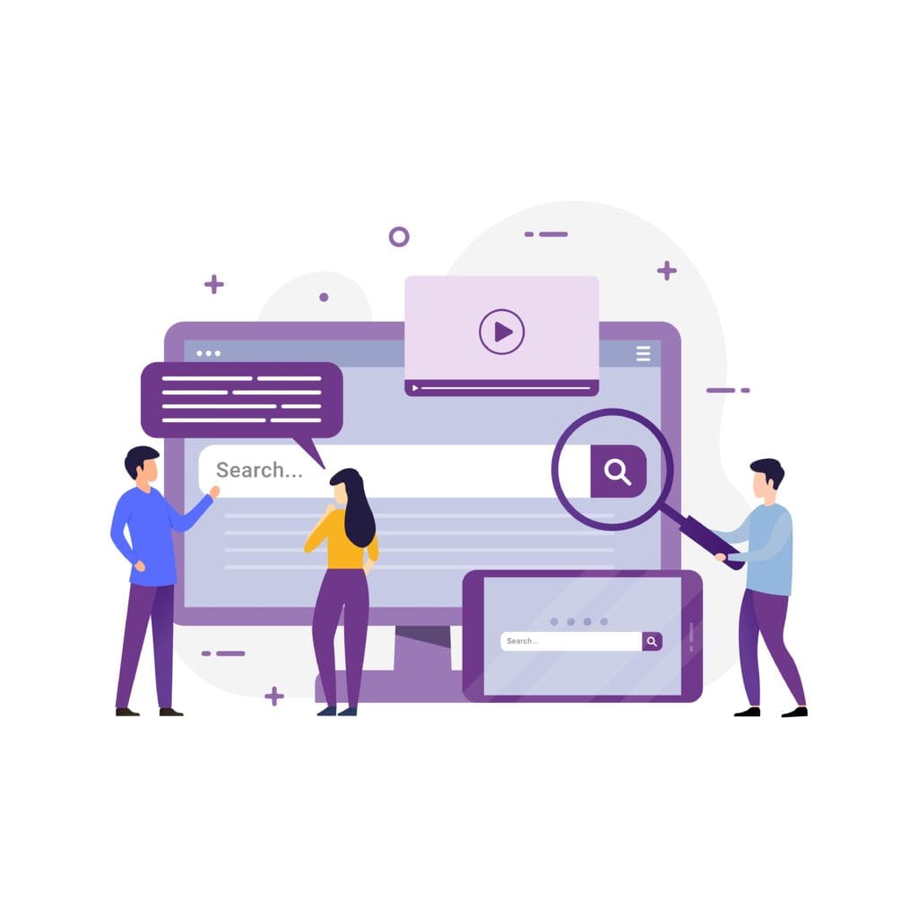 Boost visibility and web traffic for your small business. A gathering of individuals observing a monitor.