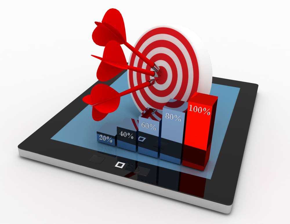 Targeted traffic and quality leads is crucial for local small business SEO. tablet, red, dart, graph