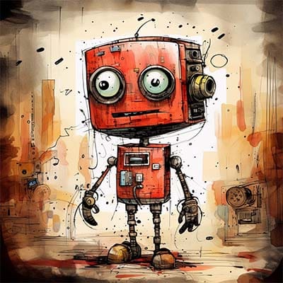 AI-powered chatbots are computer programs designed to simulate human-like conversations. A drawing of a red chatbot with big eyes.