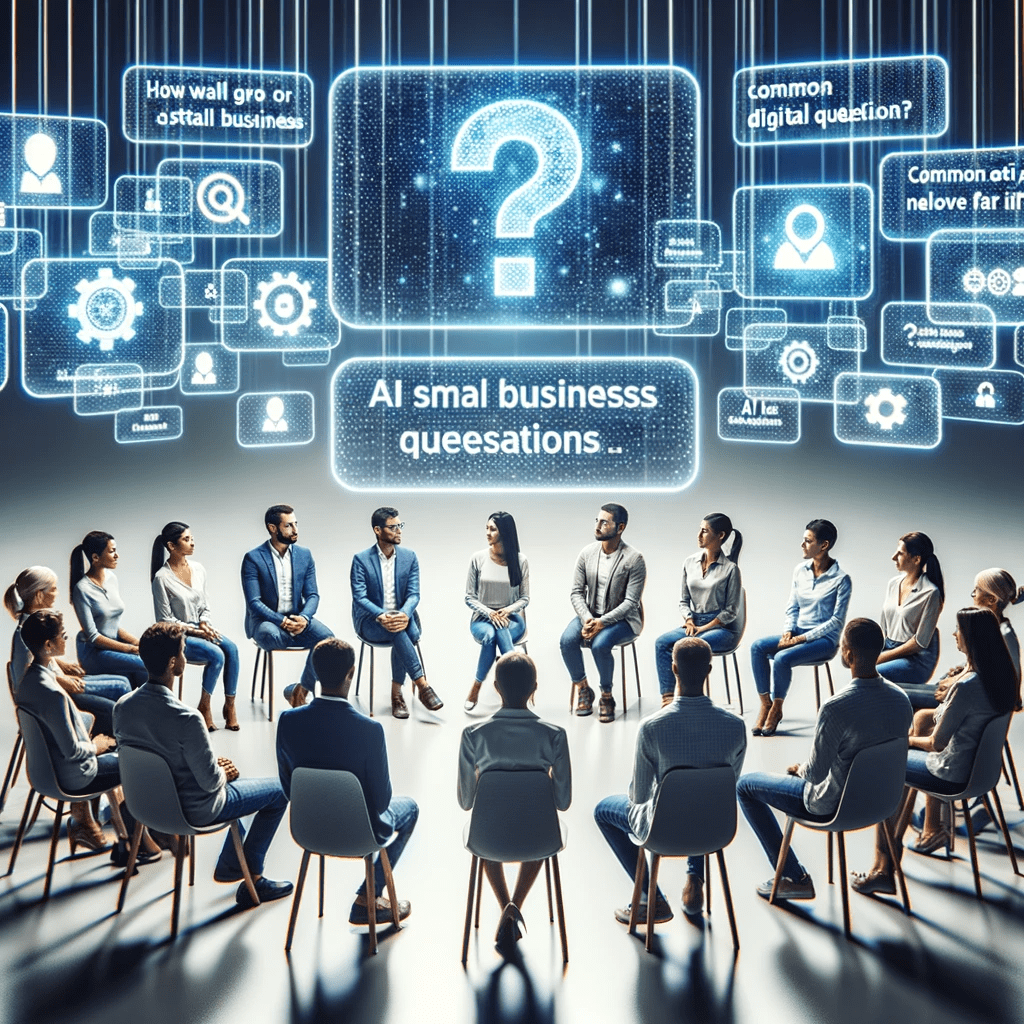 Empowering Small Businesses: Diverse Entrepreneurs Engage in AI Dialogues. A group of people sitting around a table, utilizing AI and automation to address small business questions.