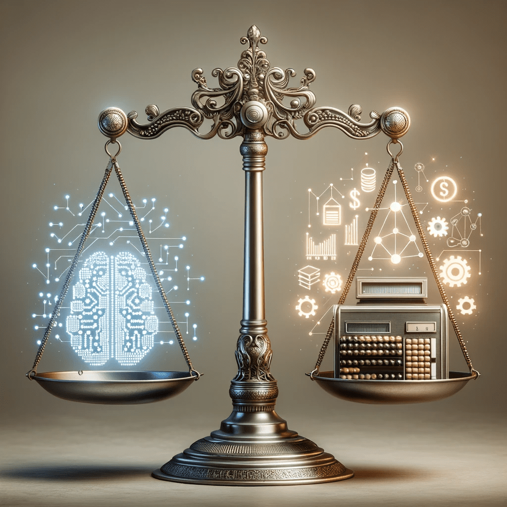 In today's landscape, AI solutions are available for small businesses in various industries. A scale with AI integrated for automation and machine learning capabilities.