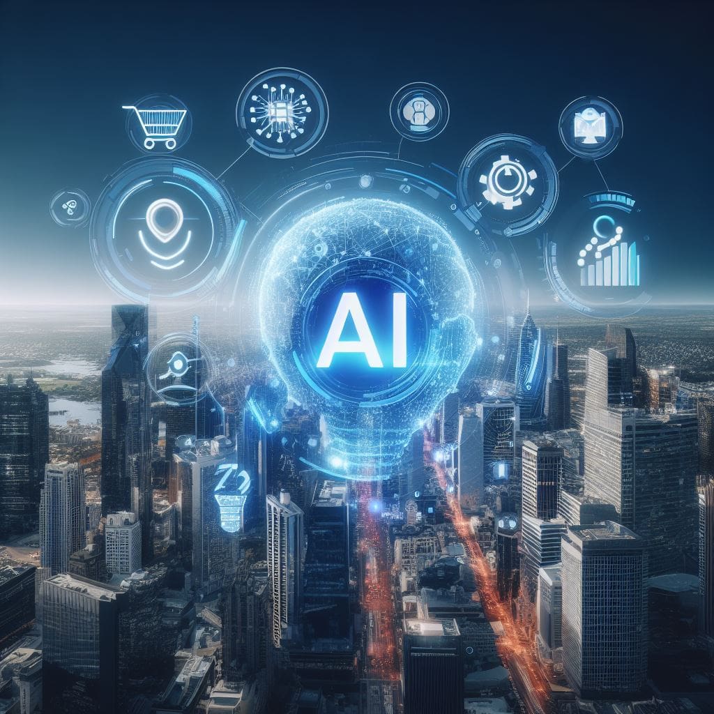 AI in a local business can lead to several benefits. futuristic city, ai