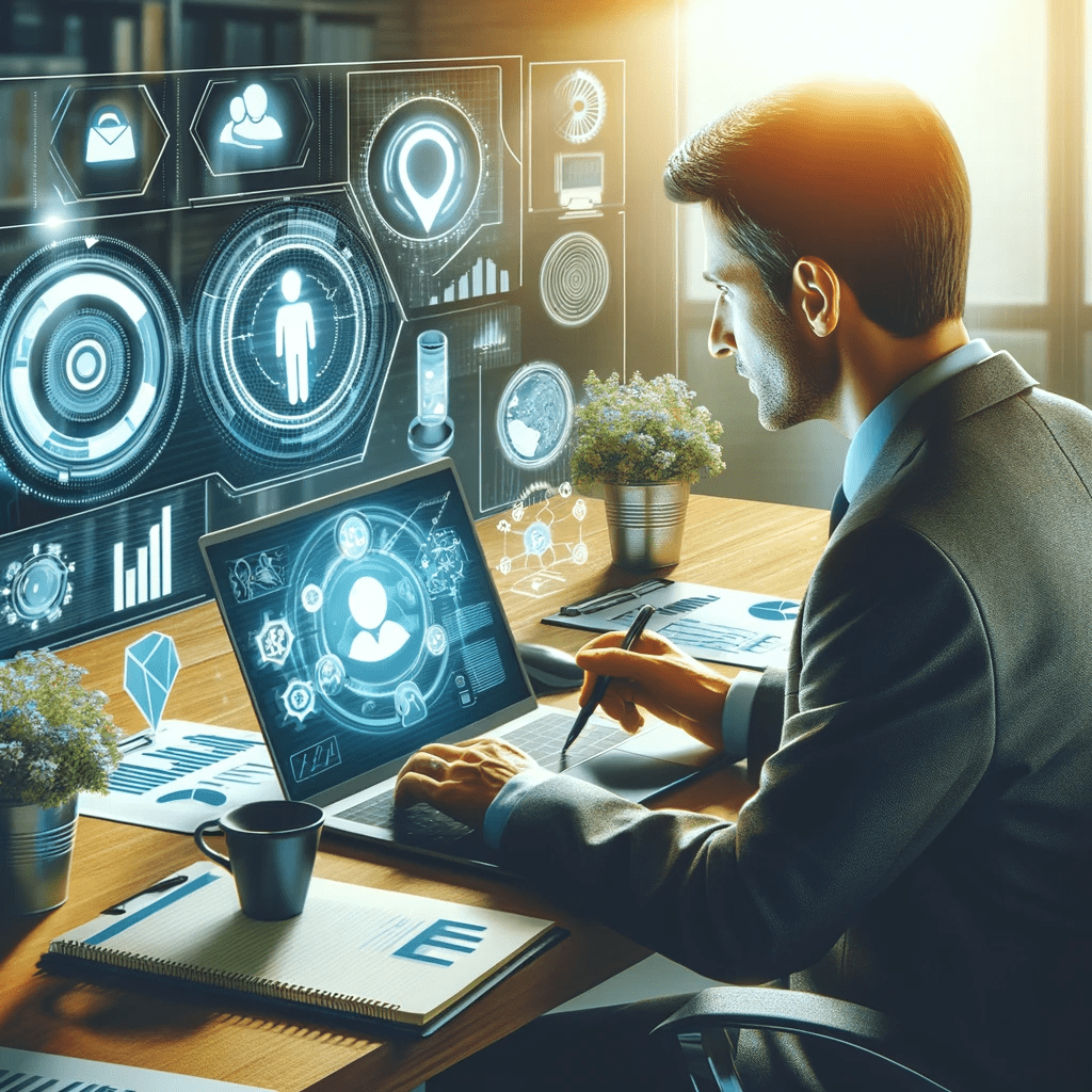A man is working on a laptop with inspiration from Gary Vaynerchuk's marketing insights. A man is working on a laptop with inspiration from Gary Vaynerchuk's marketing insights.