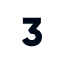 A black numeral 3 is centered on a white circular background with a black outer ring, designed by Brian Gibbs.